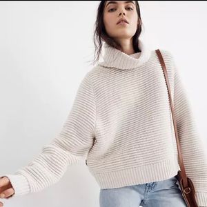 Madewell Cream Side-Button Turtleneck Sweater